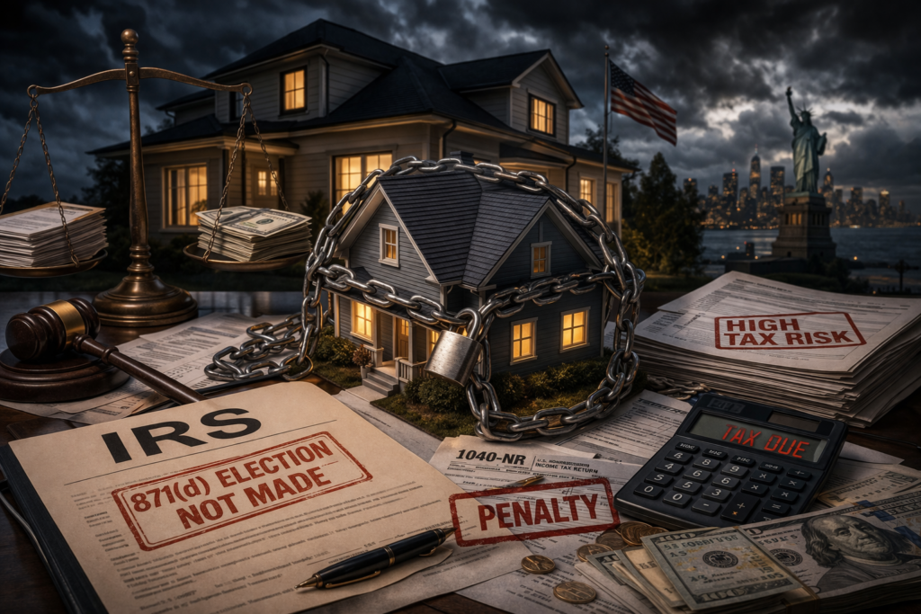 非税务居民持有美国投资房产，如果没做871（d）选择，可能面临重税风险